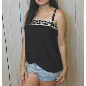 Black Tank W/ Embroidered Top
